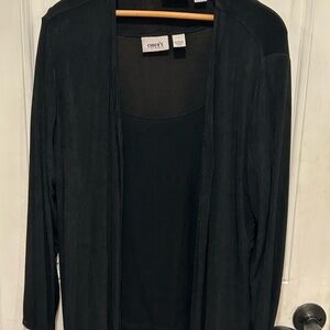 Chico's Travelers T-shirt And Cardigan Set, Size 3 Black